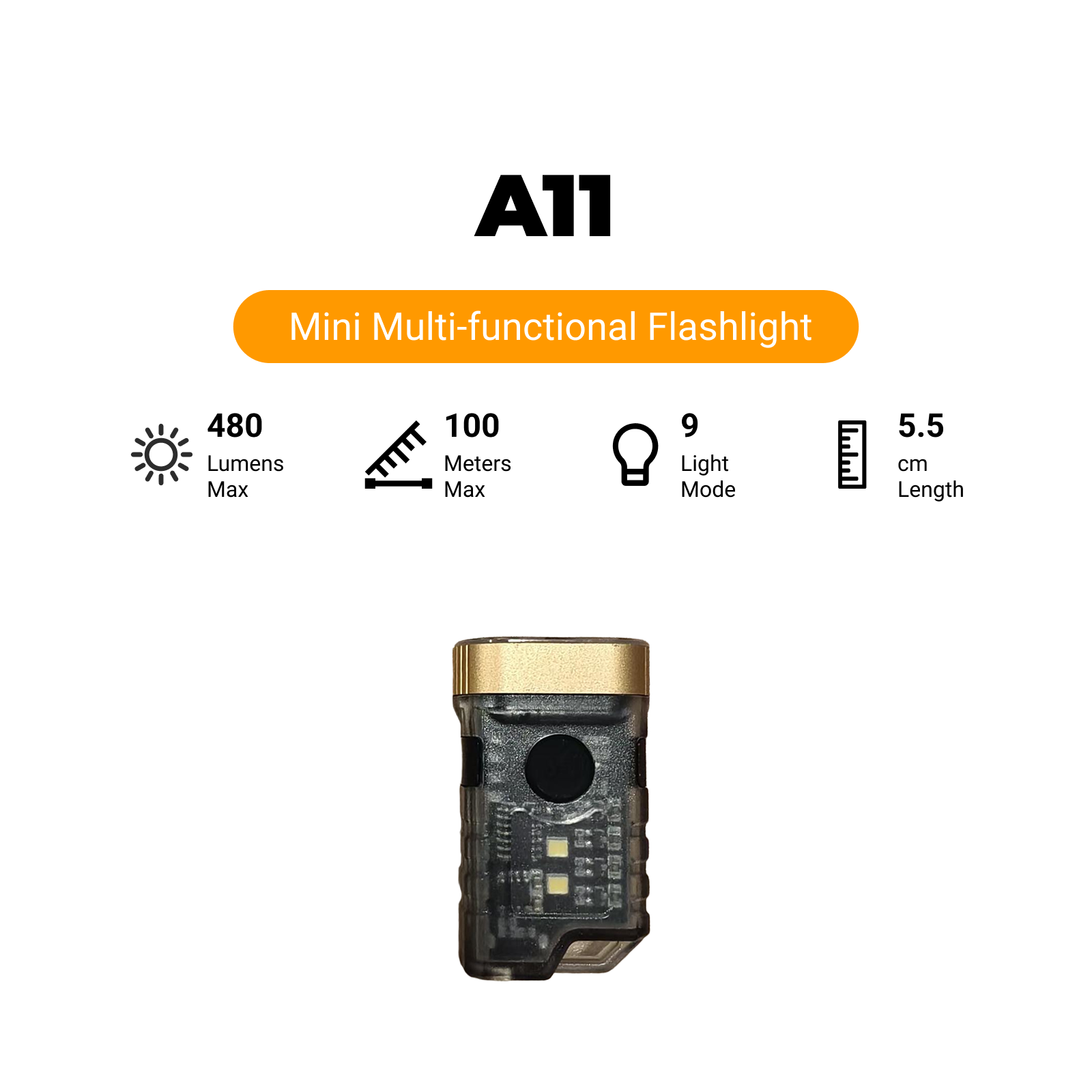 A11 - EDC Mini Rechargeable Multi-function Flashlight