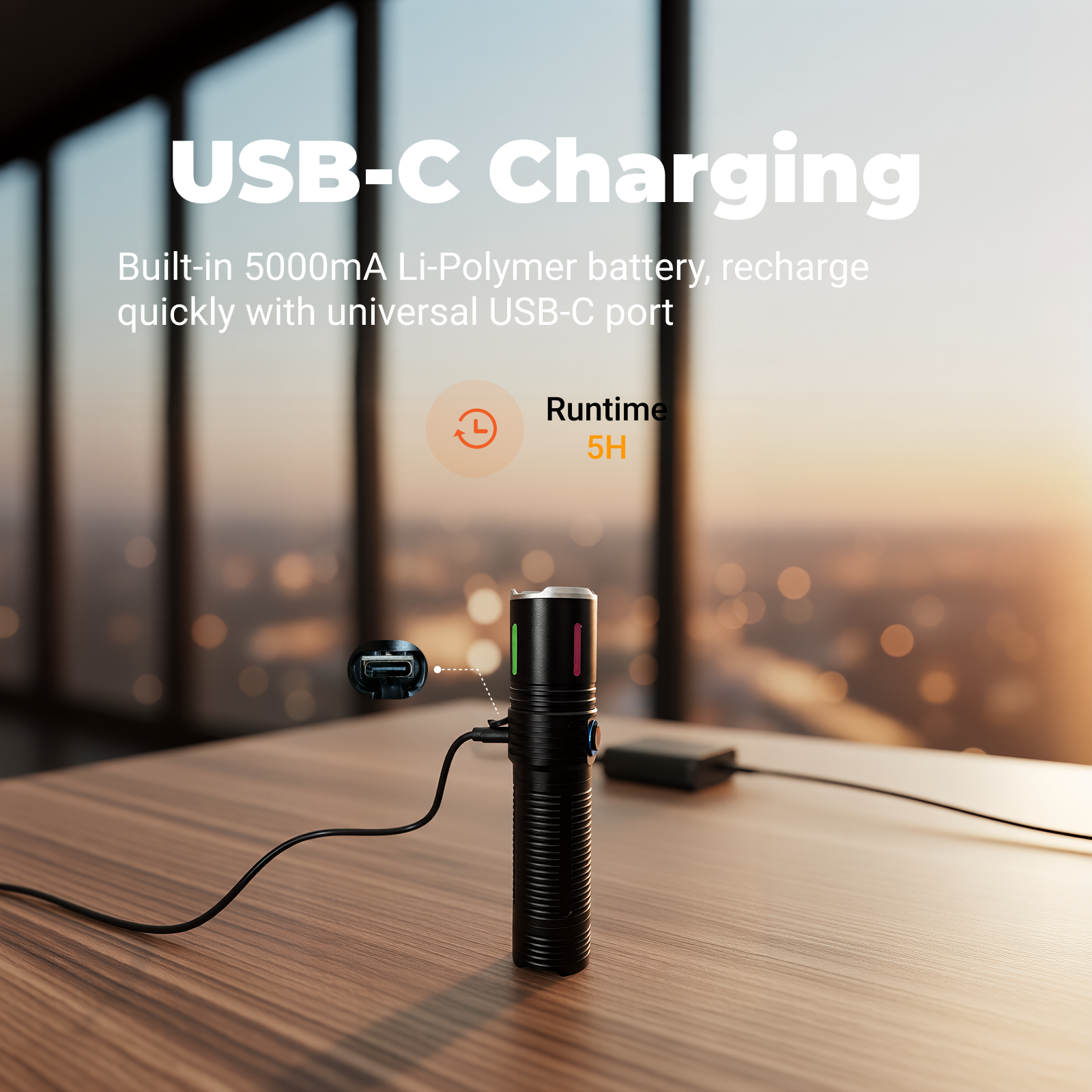 S007 - Adjustable Beam Rechargeable Flashlight