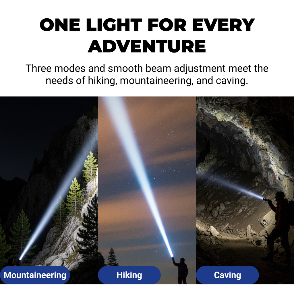 Flashlight Pattern Adjustable Adjustable Beam Rechargeable Flashlight - Pokkilite S007