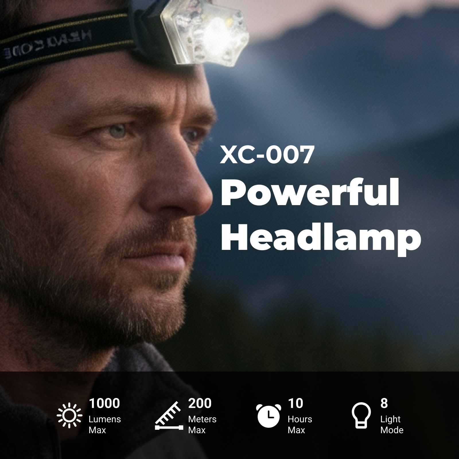 XC007 - Rechargeable LED Headlamp 1000 Lumens